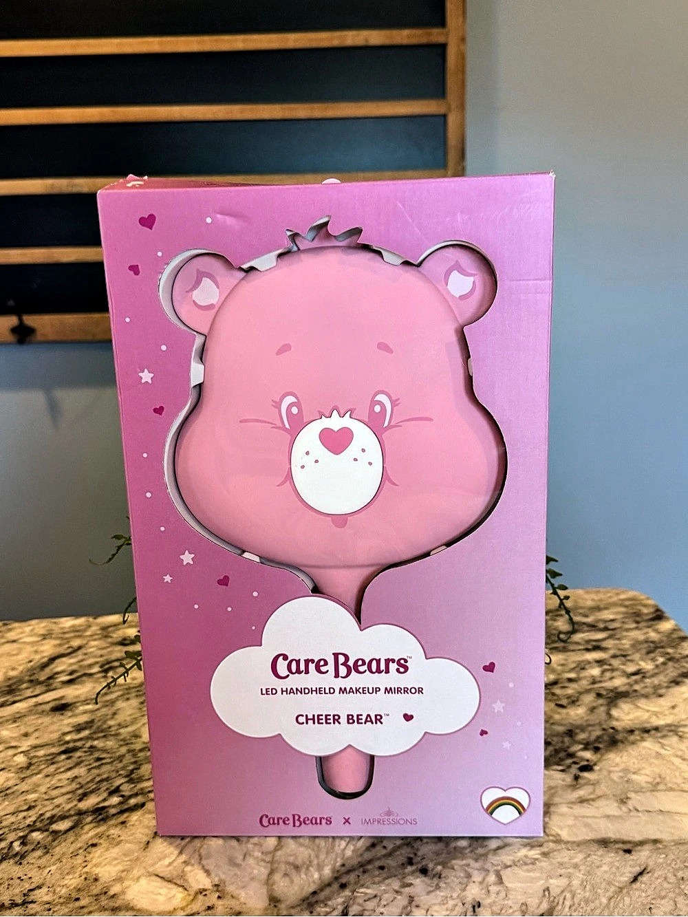 Care Bears Cheer Bear LED Handheld Makeup Mirror Impressions Vanity Pink NIB